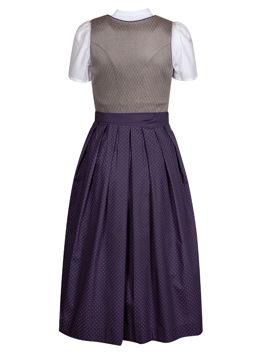 Schloß Orth Dirndl Viktoria, beige-blau, mit Schließe, Leinen, 80lg #3