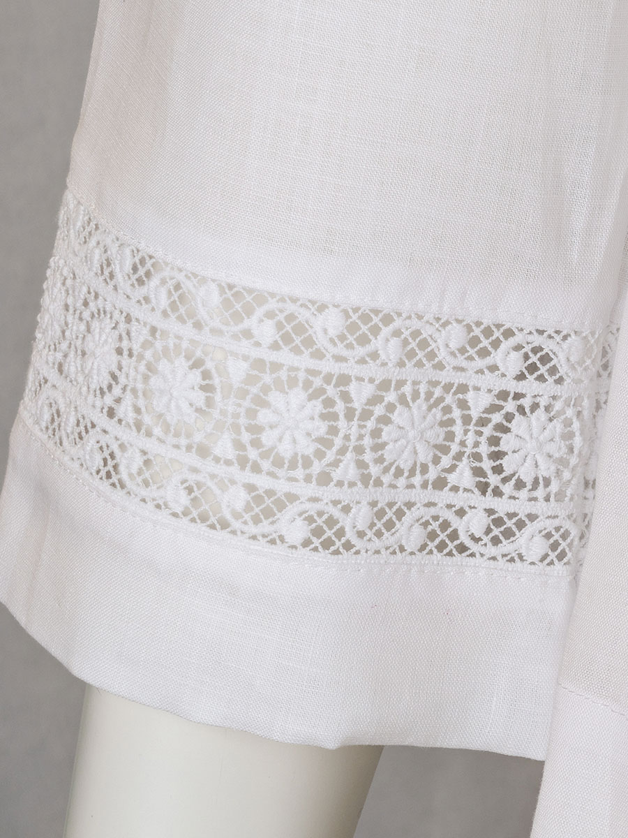 Waldorff Leinenbluse, weiß, Spitzenborte #4