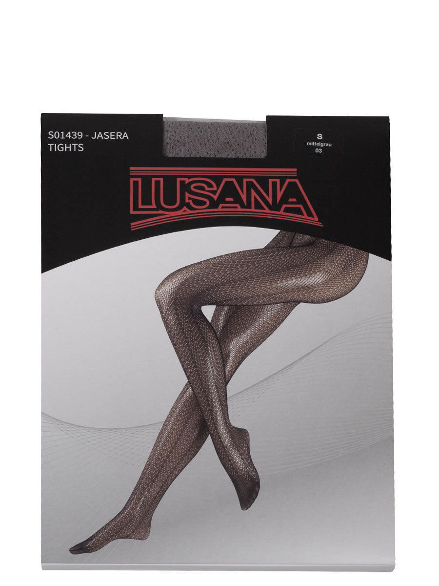 Lusana Damen-Strumpfhose mittelgrau, Netzstrumpfhose mit Ajourmuster #1