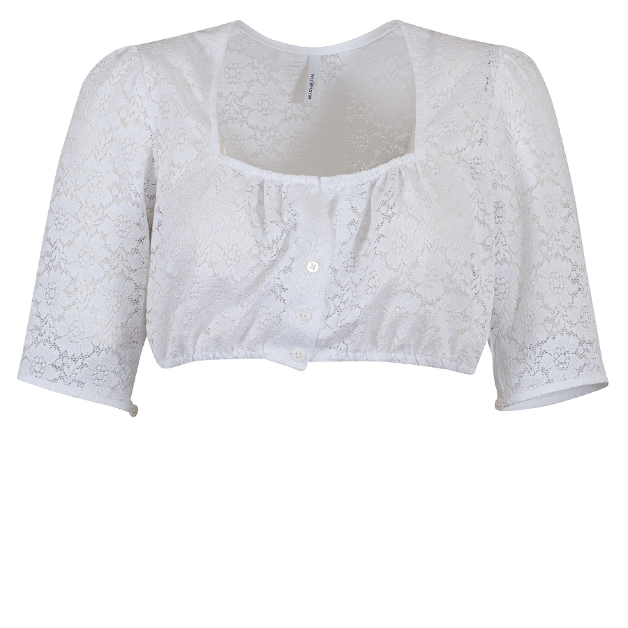 Wallmann Dirndlbluse Magnolia, weiß, Spitzenbluse, eckiger Ausschnitt #1
