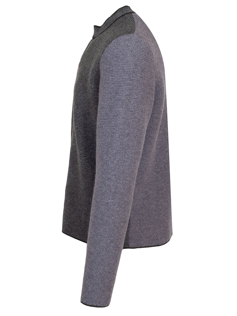 Strickjacke Benno, mittelgrau, Vorderseite grau-grün meliert #2