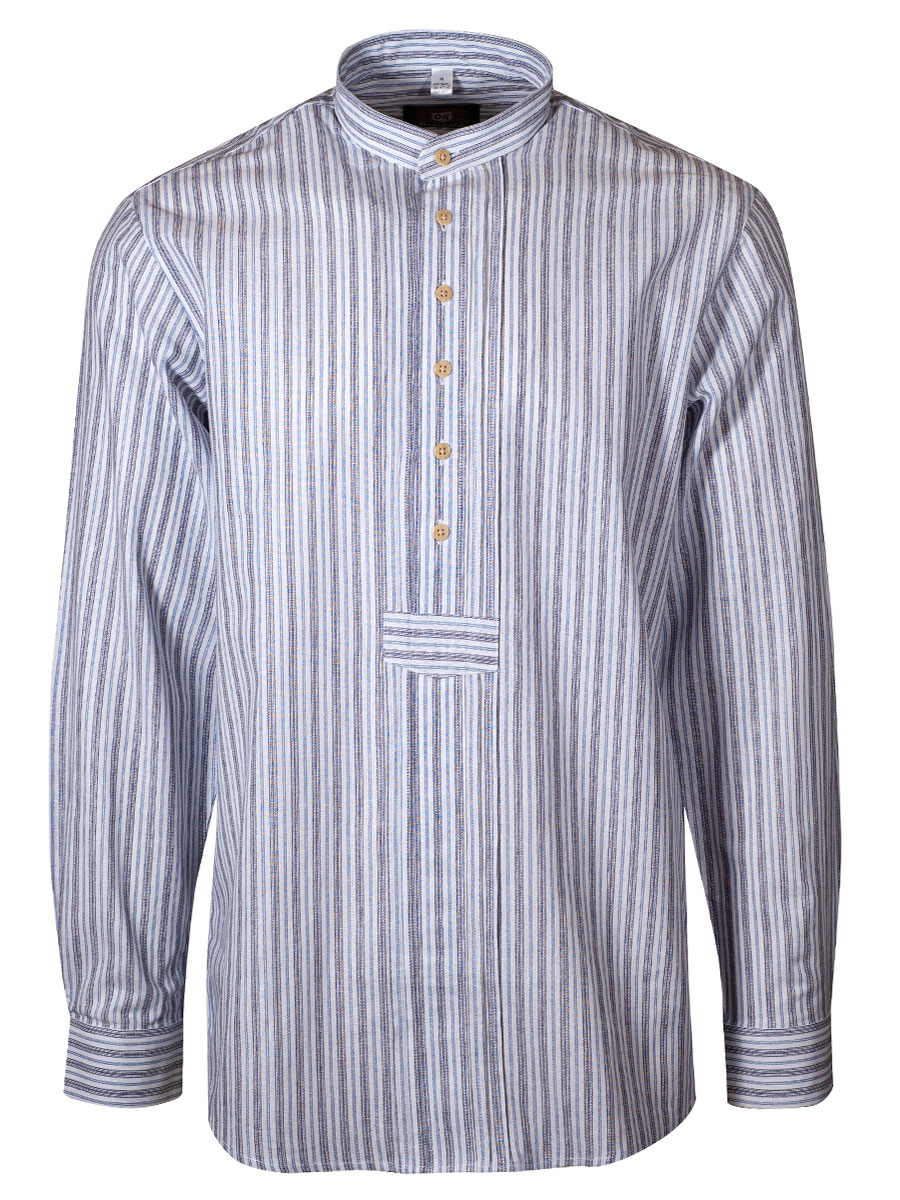 Orbis Herrenhemd, Pfoad, jeans-schwarz, gestreift, Stehkragen, Regular Fit #1