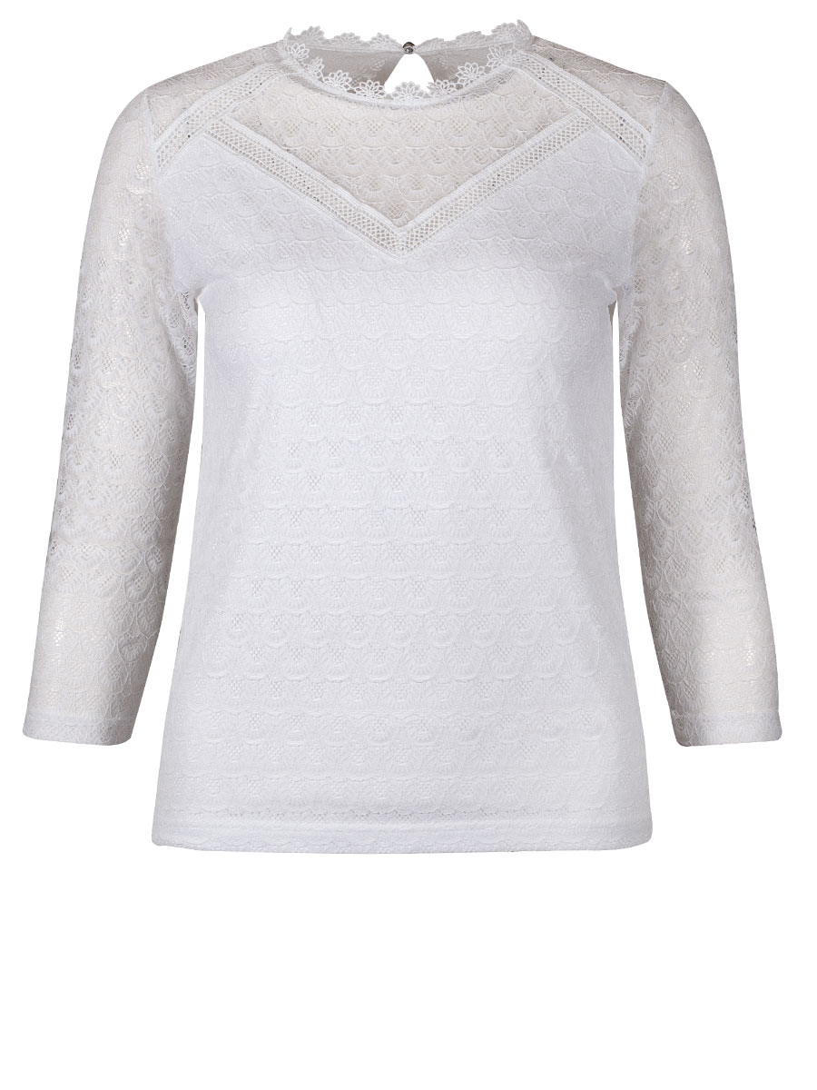 Anna Spitzenshirt weiß, 3/4-Arm, Shirtrücken #1