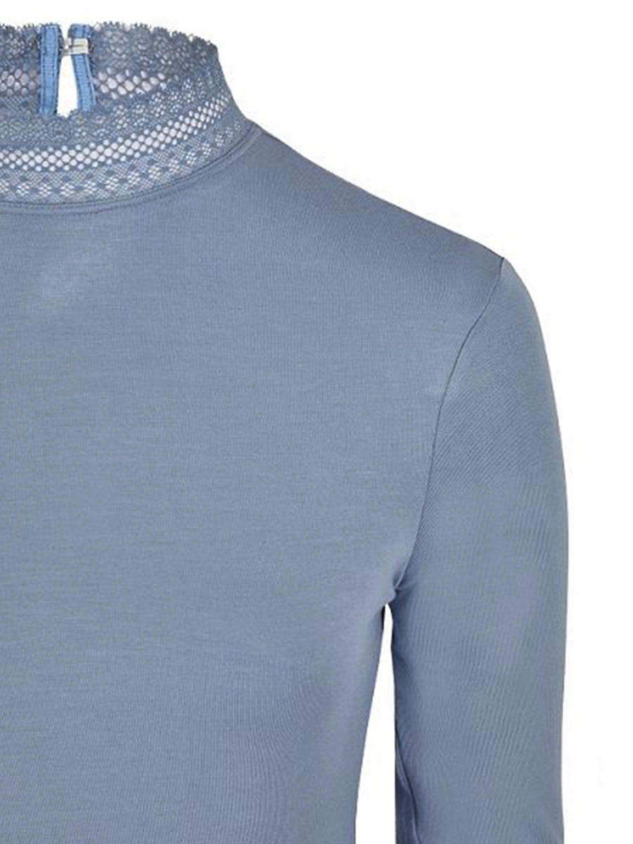 Feli und Hans Langarmshirt Parndorf, hellblau, Spitzenkragen, hochgeschlossen, Stretch #2