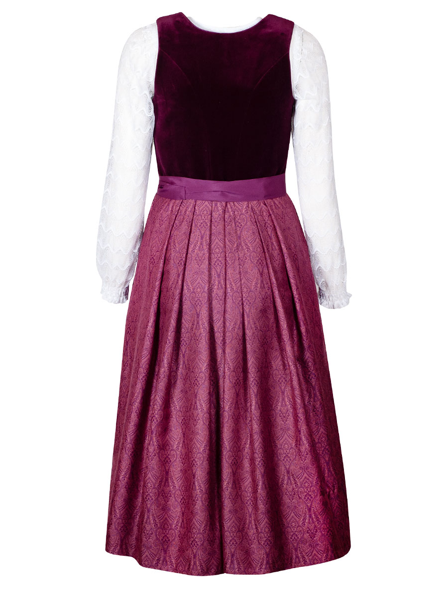 Kaiserjäger Dirndl Dana, Samt, weinrot, festlich, 80lg #3