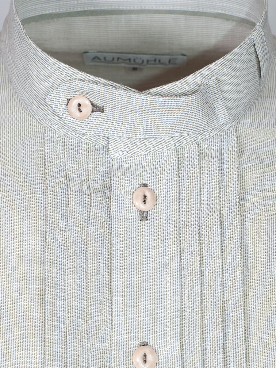 Waldorff Trachtenhemd, grün-weiß gestreift, Pfoad, Stehkragen #2