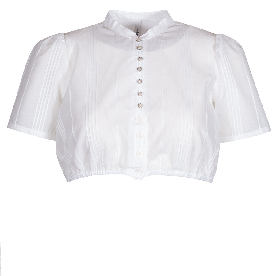 Wallmann Dirndlbluse weiß, elegant, hochgeschlossen, Kragen, Stretchrücken #1