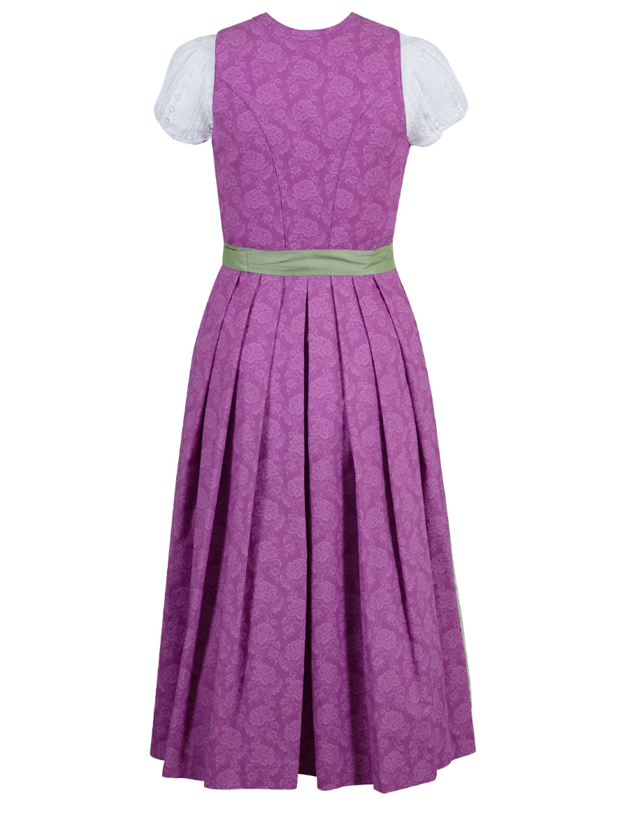 Wenger Baumwolldirndl Christina, rosa, geblümte Schürze, 80lg #3