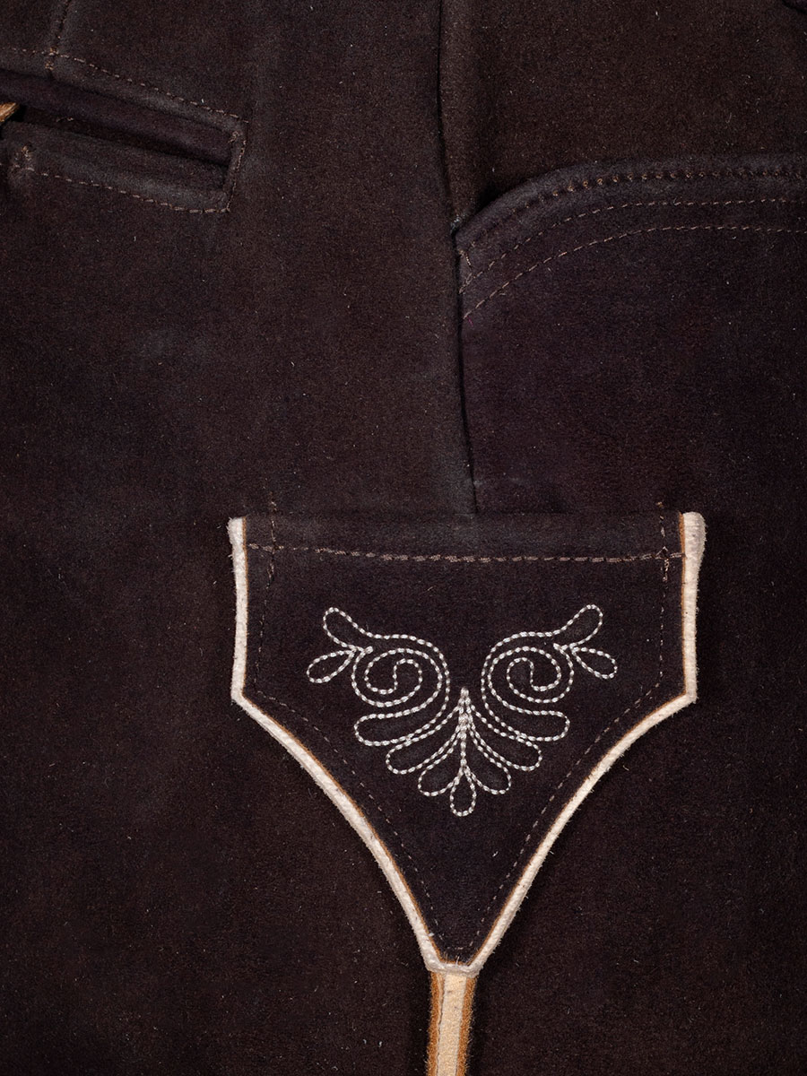 hausg'macht kurze Lederhose Appenzell, braun, Hirsch, sämina, heller Stick #4
