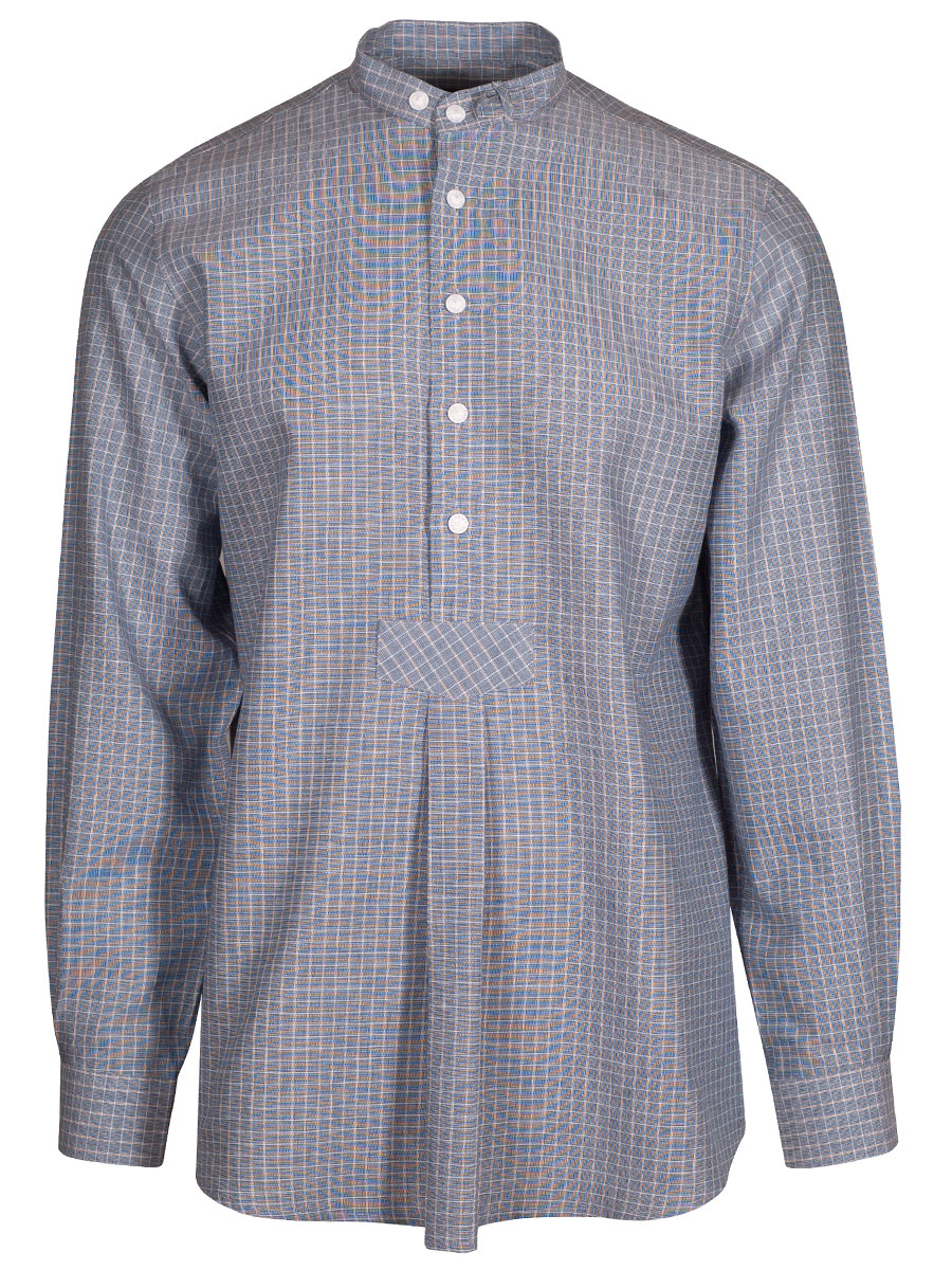 Arzberger Karohemd, blau, Stehkragen, Pfoad, Slim line #1