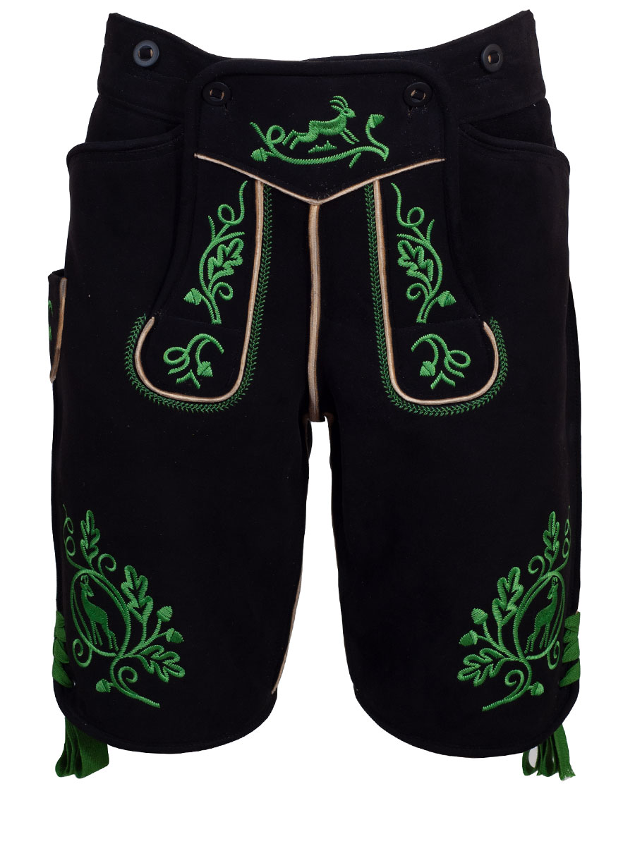 hausg´macht Lederhose Originaltracht, Schliersee, Handstick-Optik, Hirsch, hellgrün #1