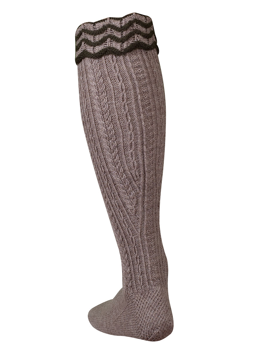 hausg'macht Umschlagstrumpf Werdenfels, hellbraun-lodengrün, handgefertigt #3