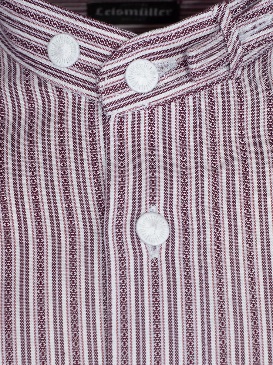 Arzberger Herrenhemd, weinrot, gestreift, Stehkragen, Pfoad, Slim #2