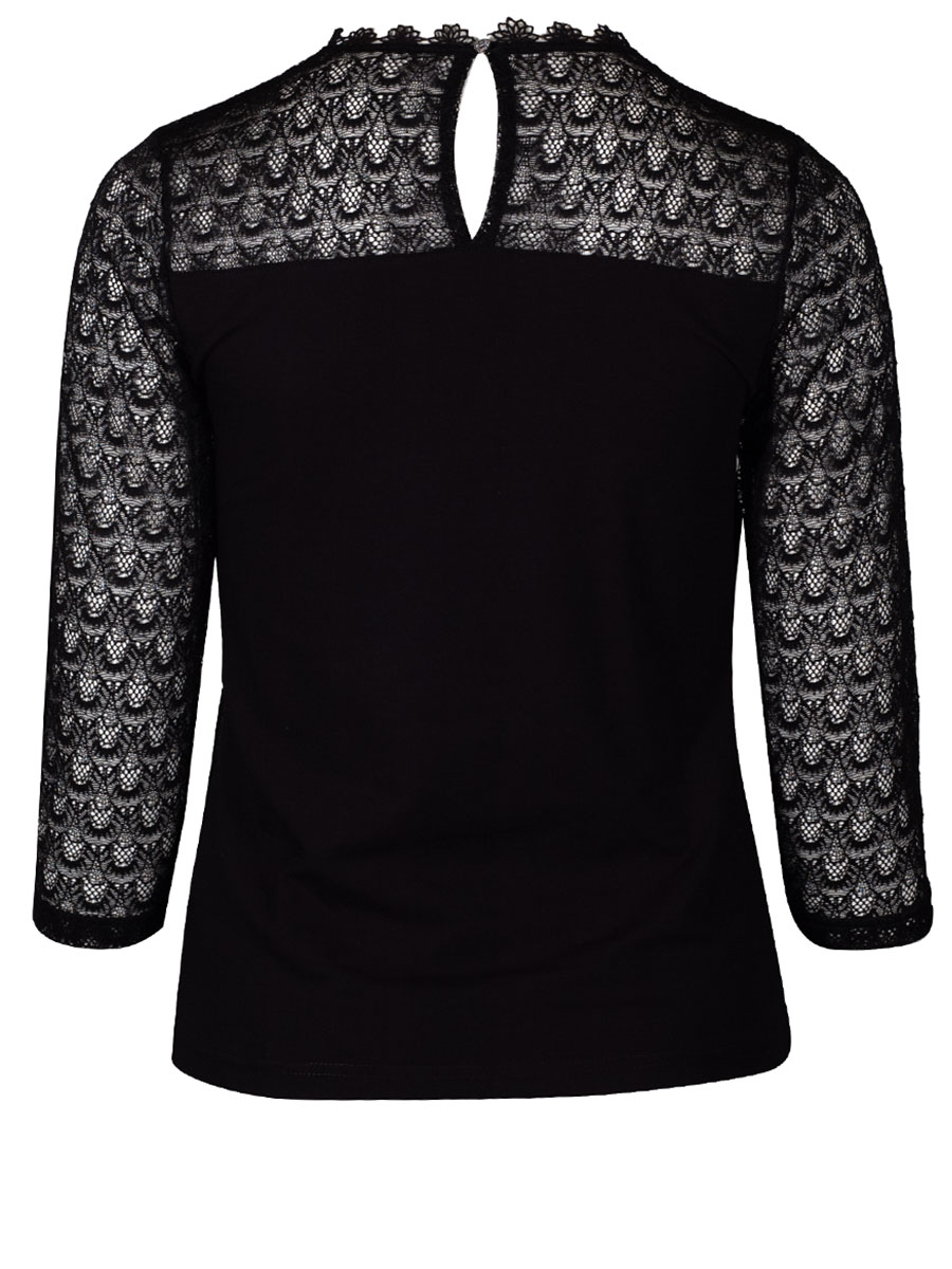 Anna Spitzenshirt schwarz, 3/4-Arm, Shirtrücken #2