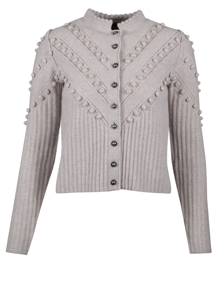 fei scho schee Strickjacke beige, Noppenmuster #1