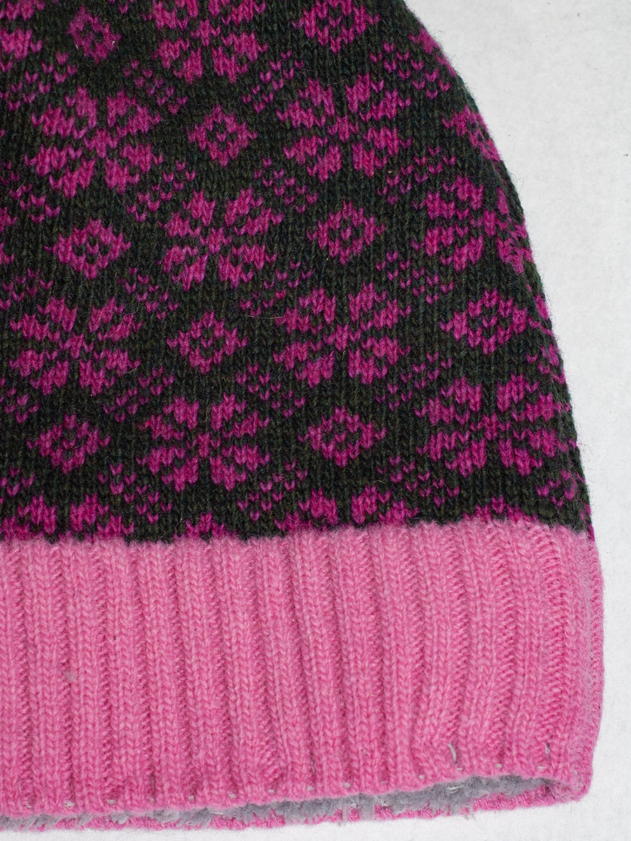 Huber Strickmütze Jill pink mit oliv, innen Fleece #3