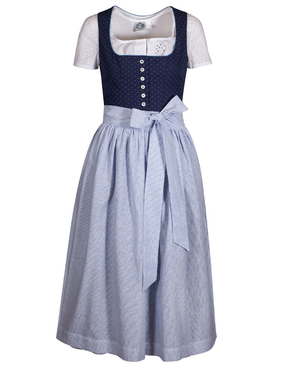 hausg'macht Dirndl Pillersee, marine, gestreifte Schürze, 80lg #1