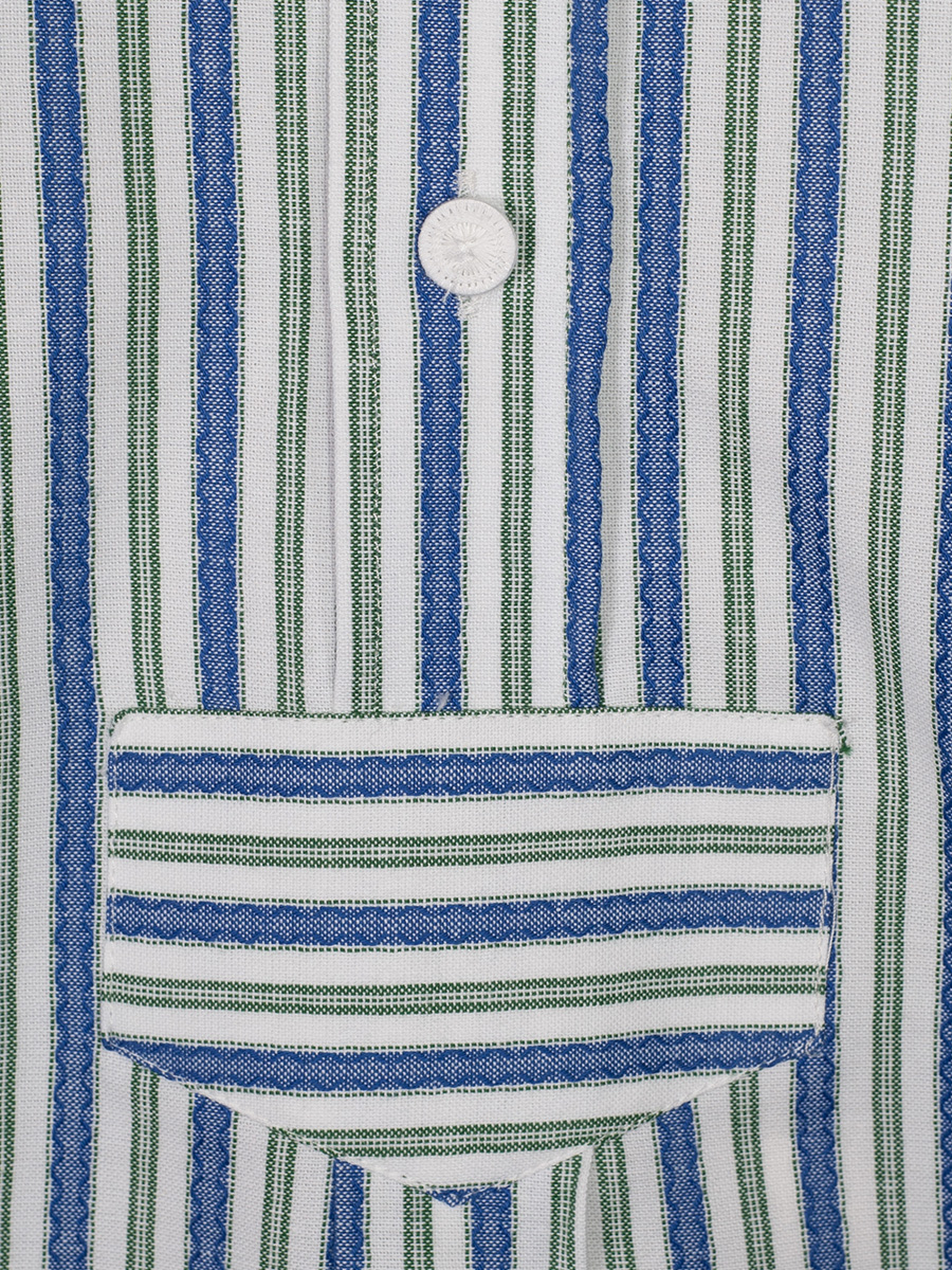 Waldorff Trachtenhemd blau-grün, gestreift, Pfoad, Stehkragen #3