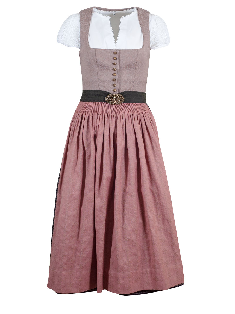 Gottseidank Dirndl Monika, stein-malve, hochwertig, festlich, Stretch, 80cm