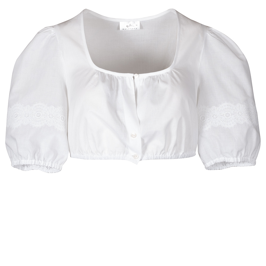 Waldorff Dirndlbluse weiß, Puffarm, Spitzenborte #1