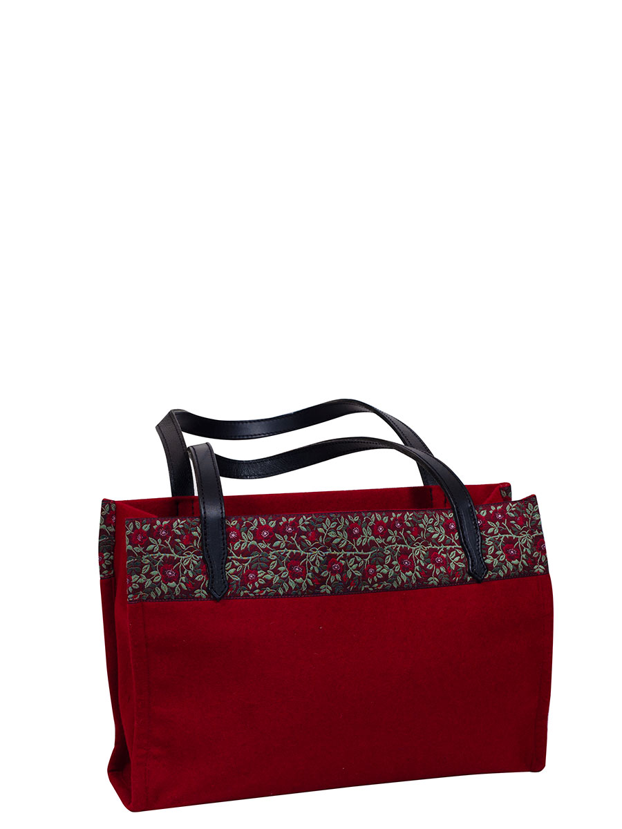 Bezirk Oberbayern Handtasche Zeger, rot, Rosenstick in grün-rot, Lederriemen #1