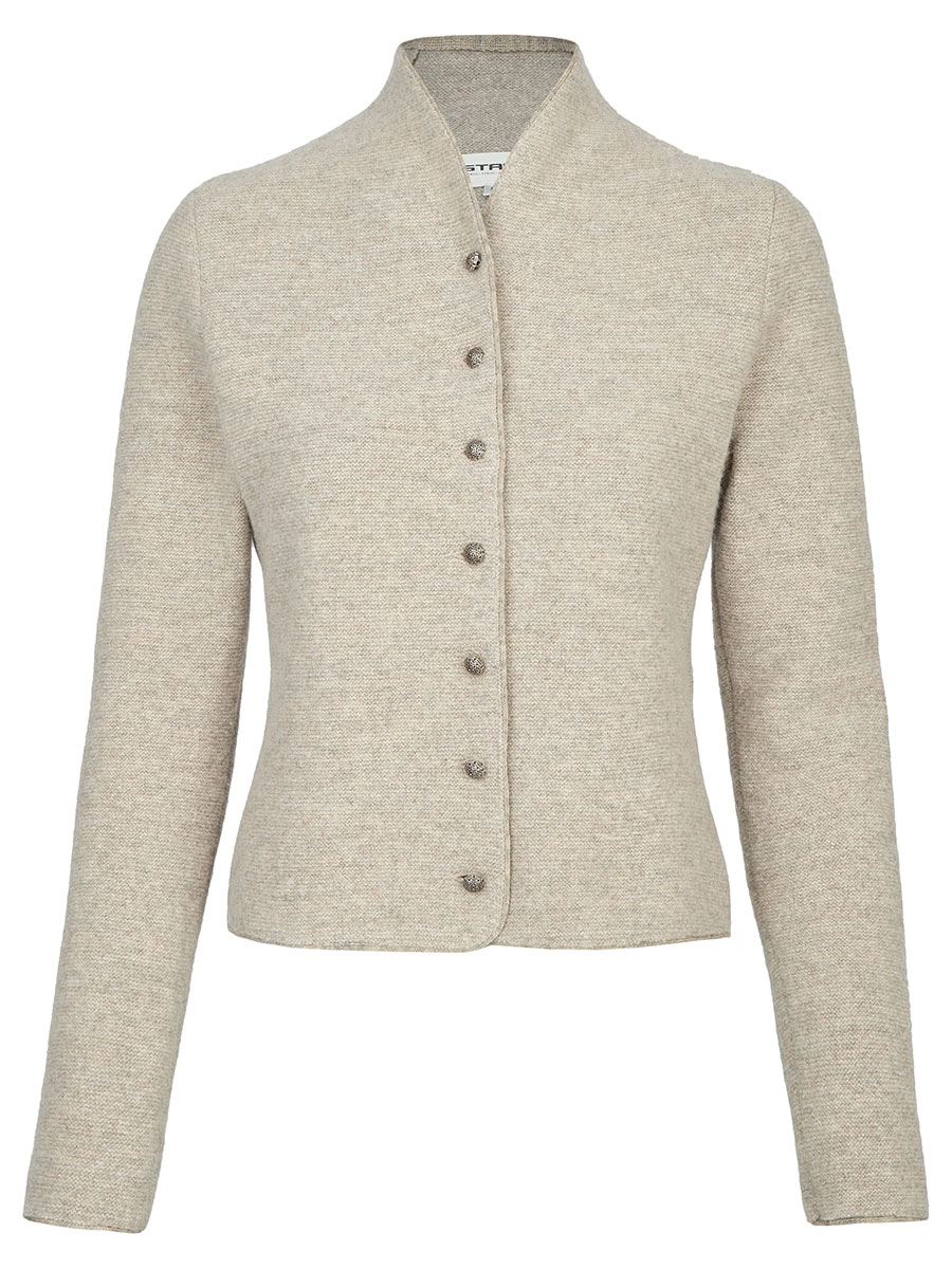 Stapf Strickjacke Dorika, kiesel, Abschlüsse rolliert #1