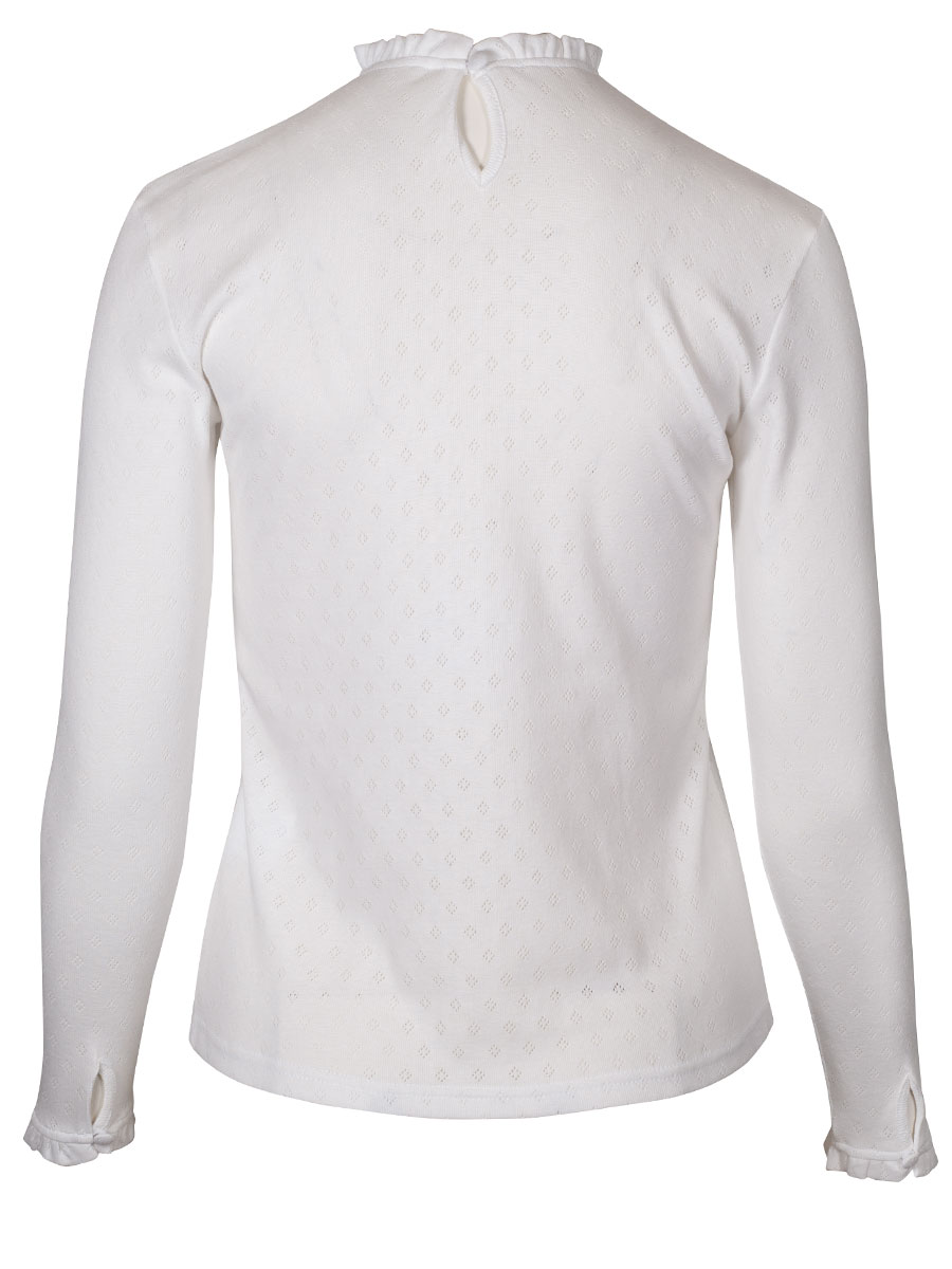 Feli und Hans Langarmshirt Glanz, ecrue, Lochmuster, Rüschen #3