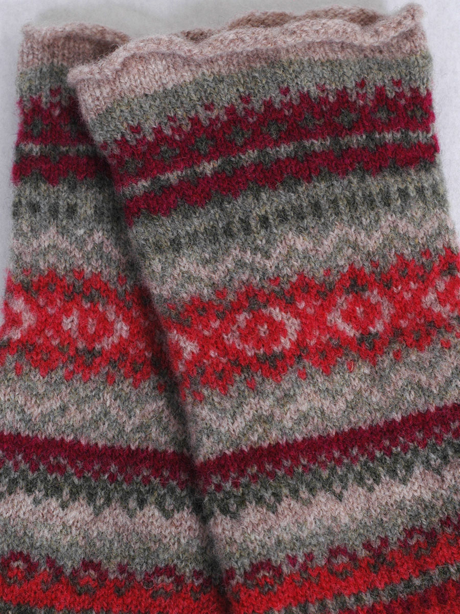 Eribè Knitwear Glove Alpine, Strickhandschuhe,old Rose, rot-grau #3