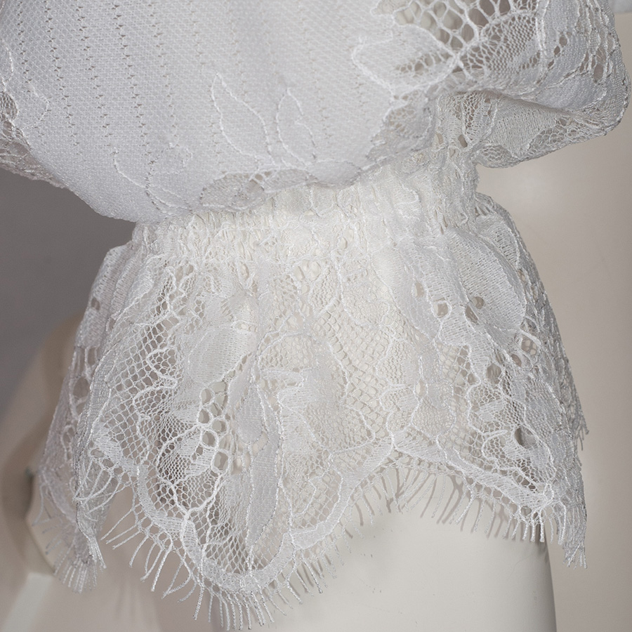 Country Line Dirndlbluse Spitze, creme, hochgeschlossen #5