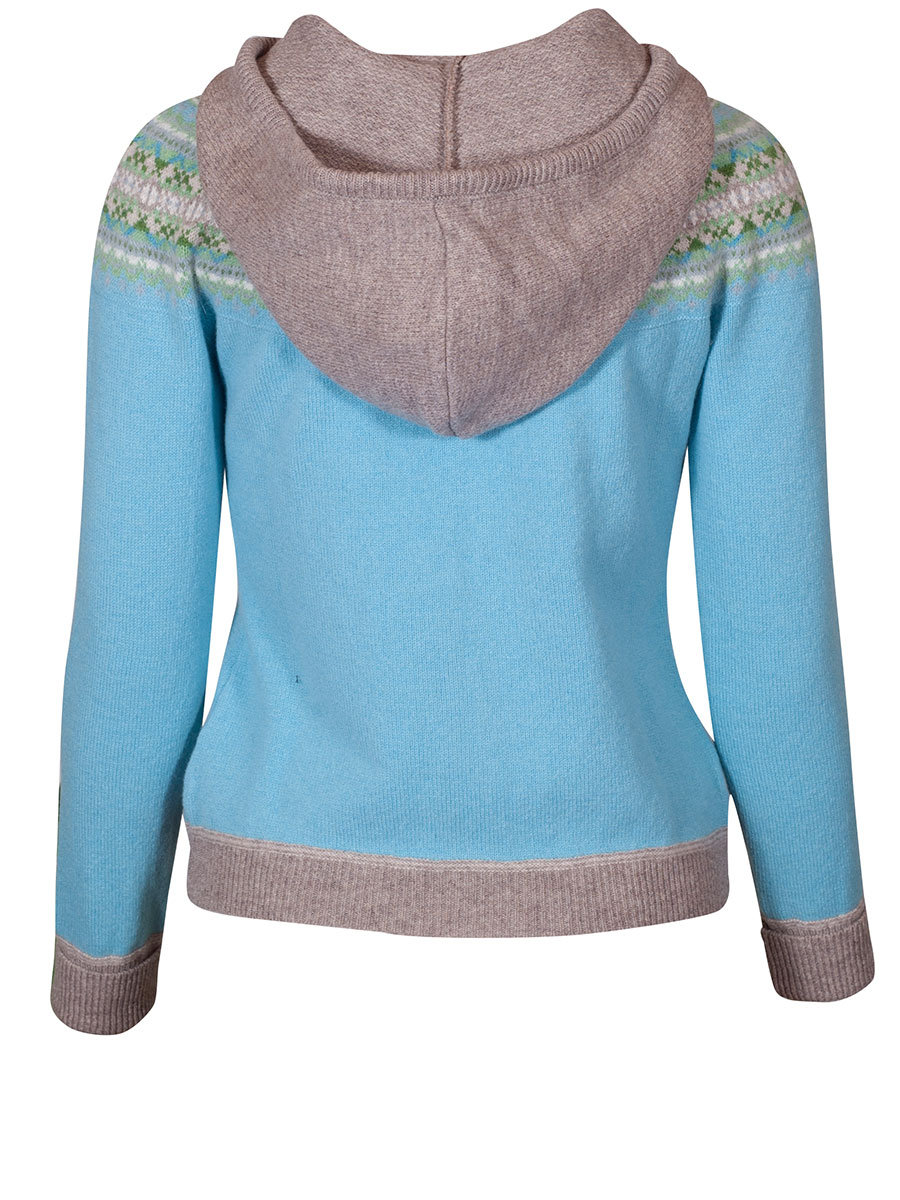 Eribè Knitwear Alpin Hoody, Zip Cardigan, Strickjacke, seaholy, hellblau, Kapuze #3