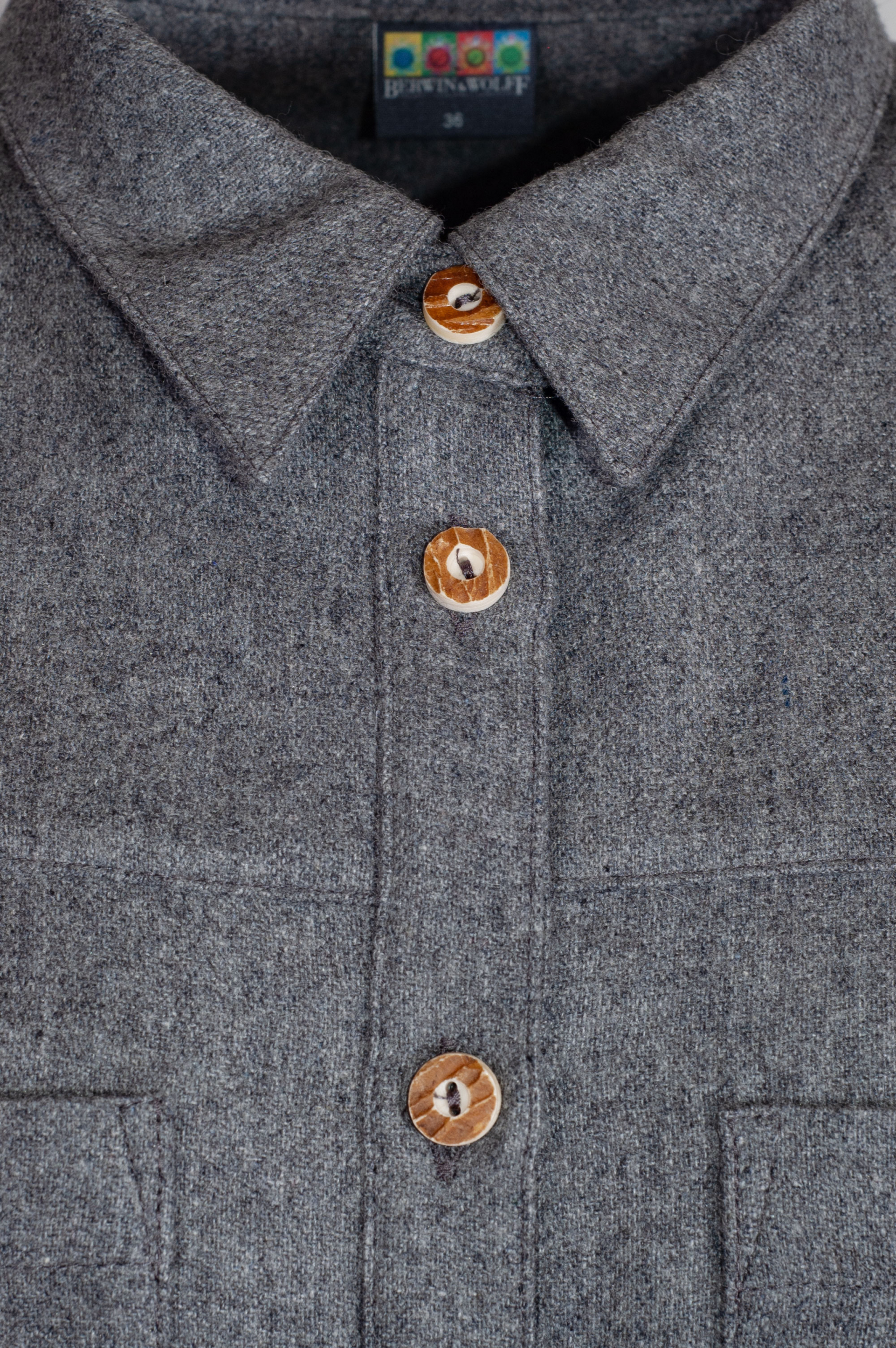 Berwin & Wolff  Langarm Lodenbluse, mittelgrau, Brusttaschen #2