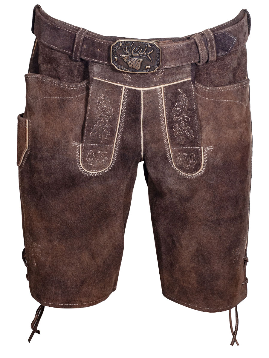 Spieth & Wensky Kurze Lederhose Veit mit Gürtel, nutria, braun #1