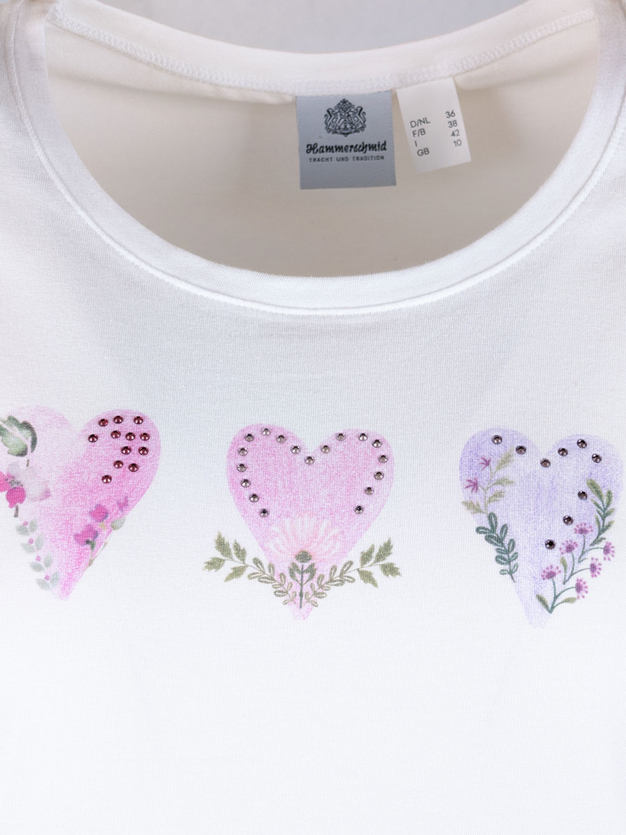 Hammerschmid Shirt Herz, weiß, rosa Herzmotiv, Stretch #5