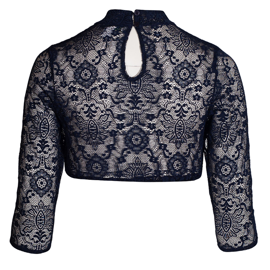 Hammerschmid Babsi Dirndlbluse, hochgeschlossen, Spitze, marine, 3/4-Arm #2