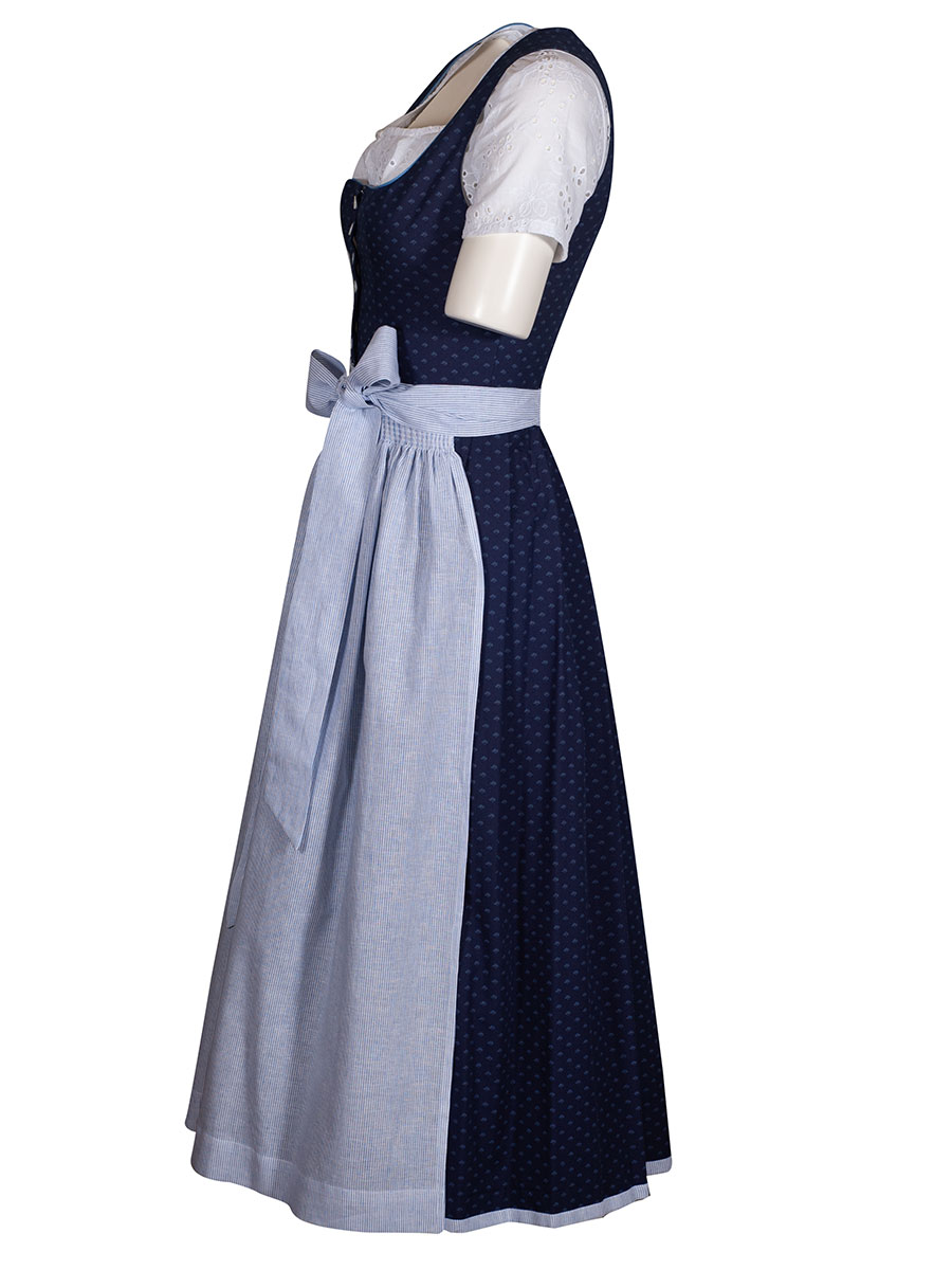 hausg'macht Dirndl Pillersee, marine, gestreifte Schürze, 80lg #2