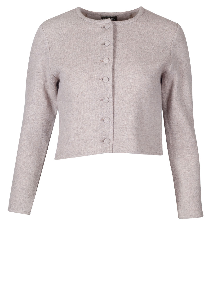 Boos Strickjacke Damen, beige, Rückenfalte mit Schleife #1