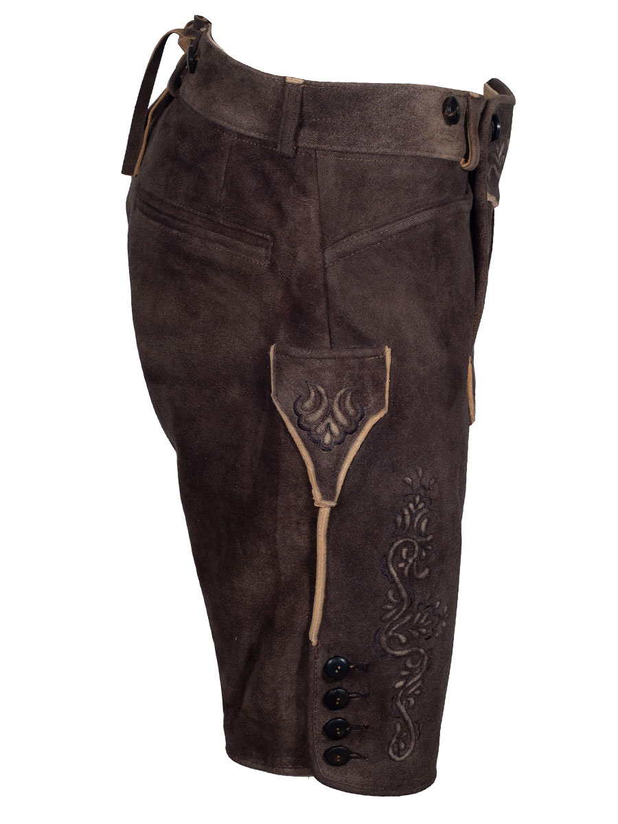Weinbauer Kurze Lederhose Alois, ahorn, schwarze Stickerei, Ziegenvelour #2