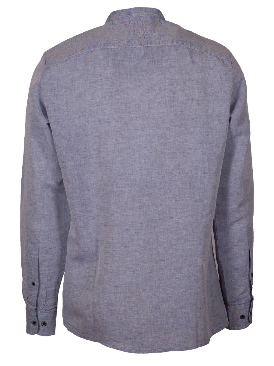 Hammerschmid Trachtenhemd, blau, Leinen-Mix, Pfoad, Stehkragen, Slim #3