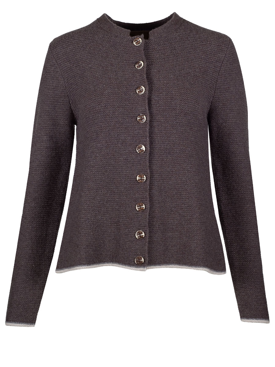 fei scho schee Strickjacke, braun-beige, Rückenfalte #1