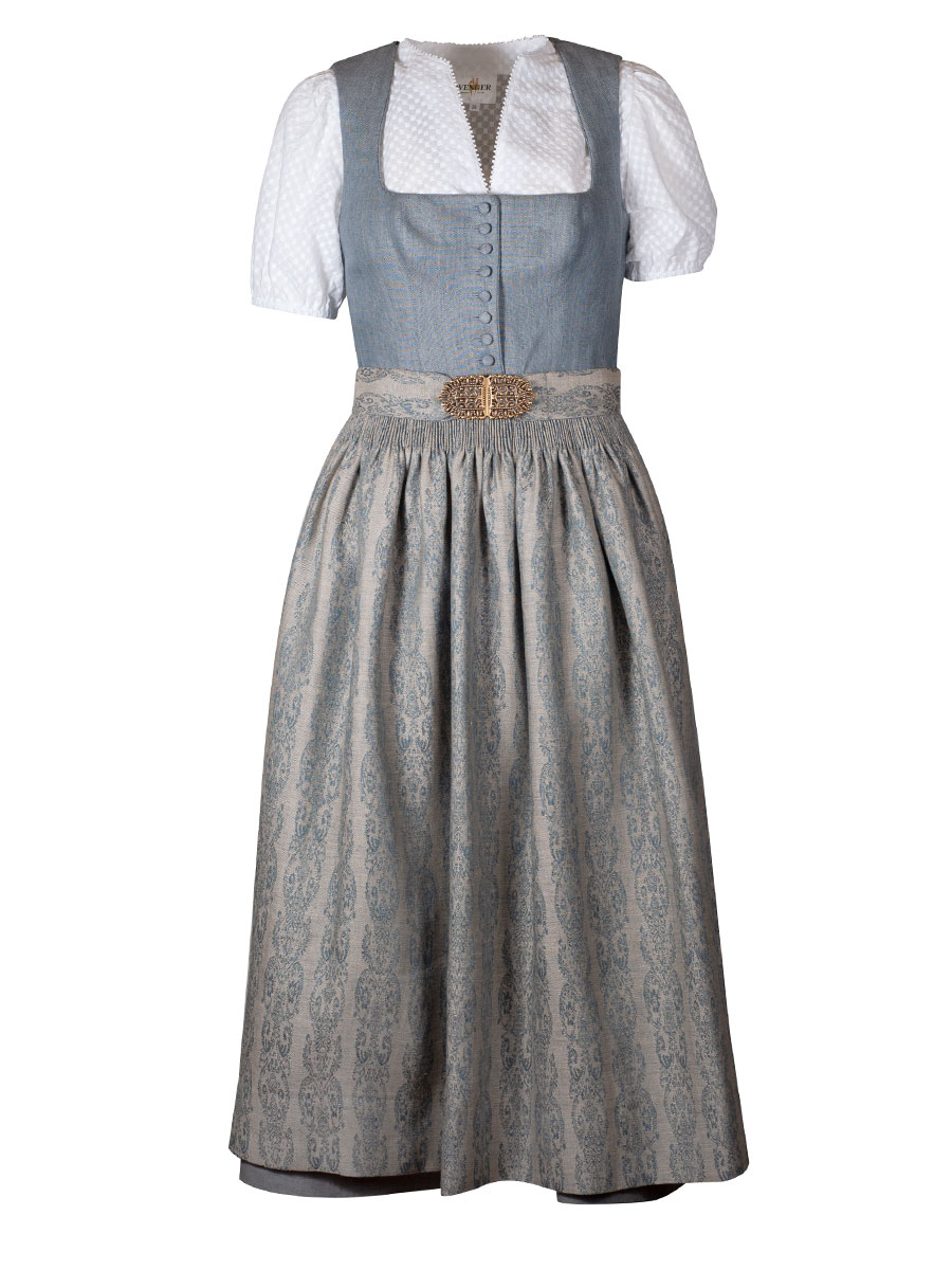 Gottseidank Leinendirndl Monika, atlantik-nebelblau, hochwertig, festlich, 80cm #2