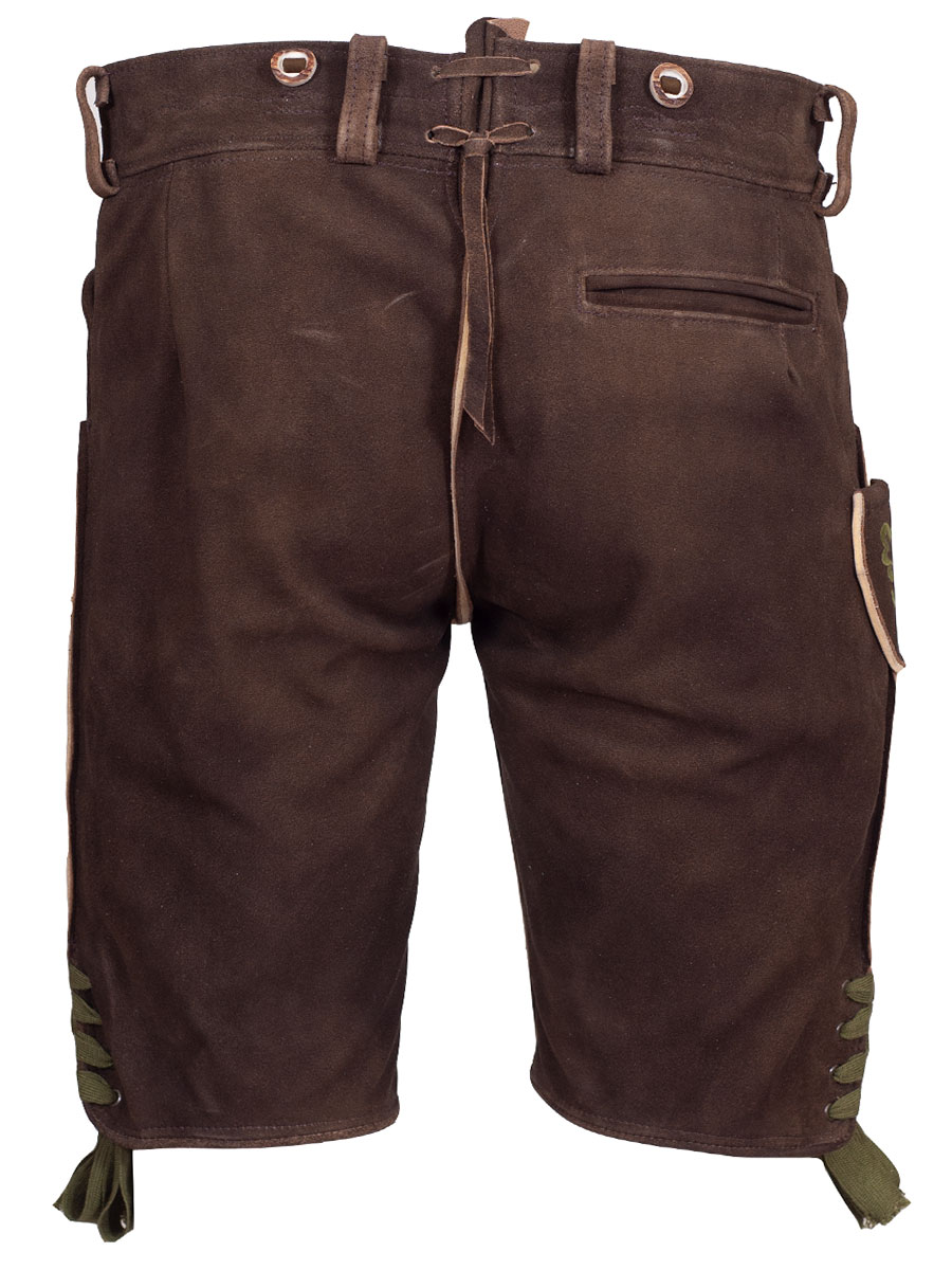 Kurze Lederhose Chieming Wildbock, antik Humus, olivgrüner Stick #3