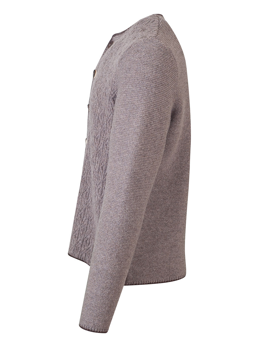 hausg'macht Strickjacke Fridolin schlamm, Rautenmuster, Hirschhornknöpfe #3