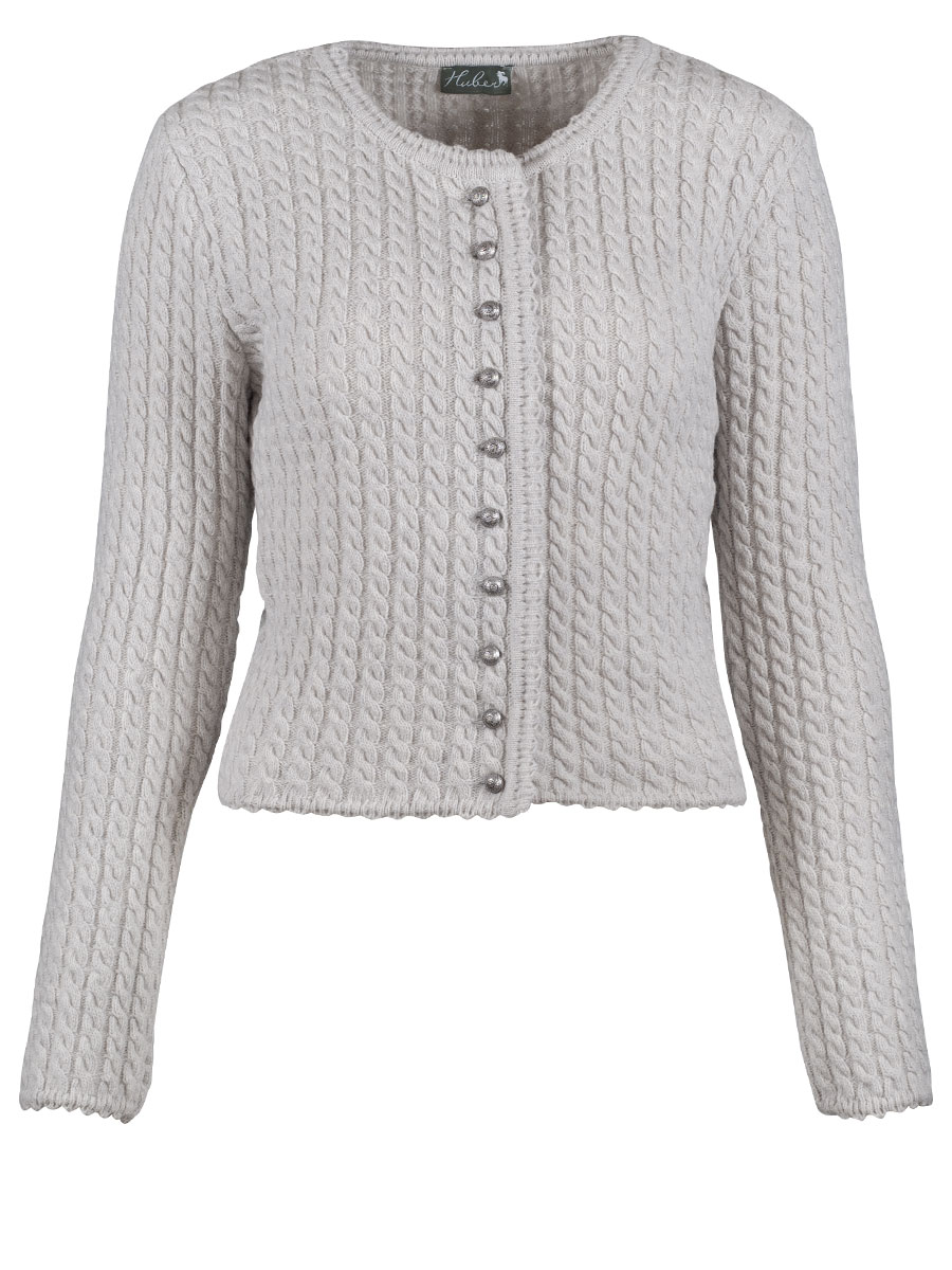 Huber Strickjacke Nora, nebelgrau, Zopfmuster #1