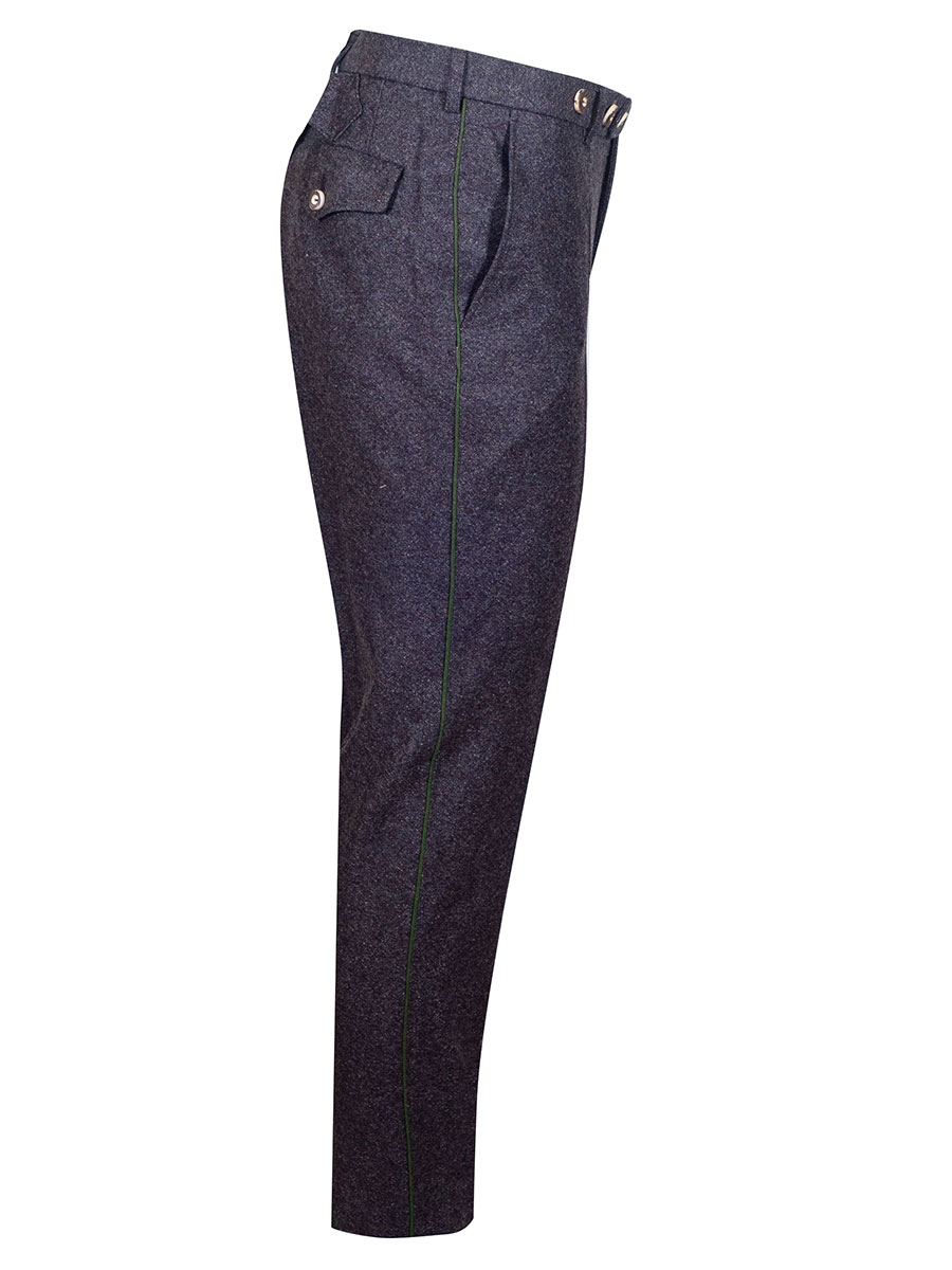hausg'macht Lodenhose Wastl, anthrazit, mit grünem Paspol, elegant #3