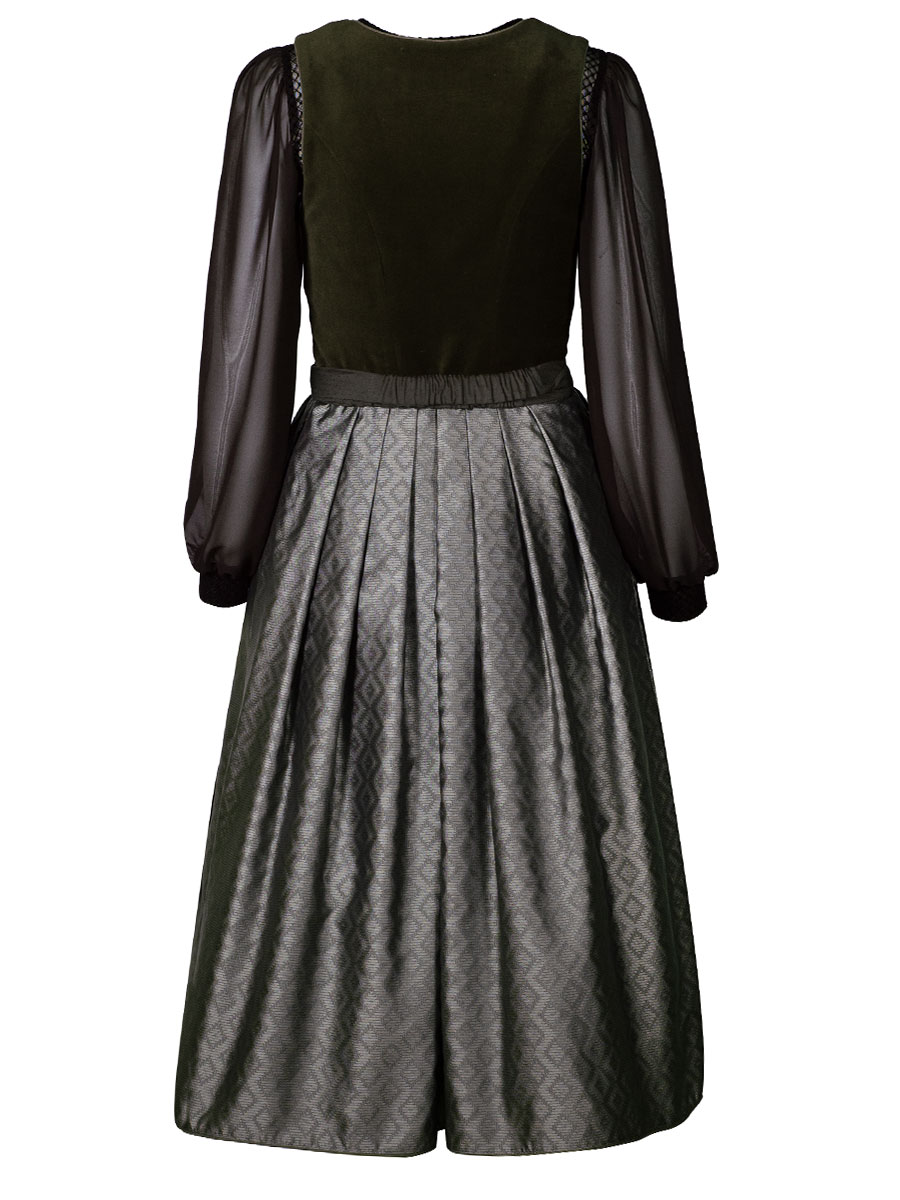 KINGA MATHE Dirndl Lumi, oliv, Samtmieder, 80lg #3