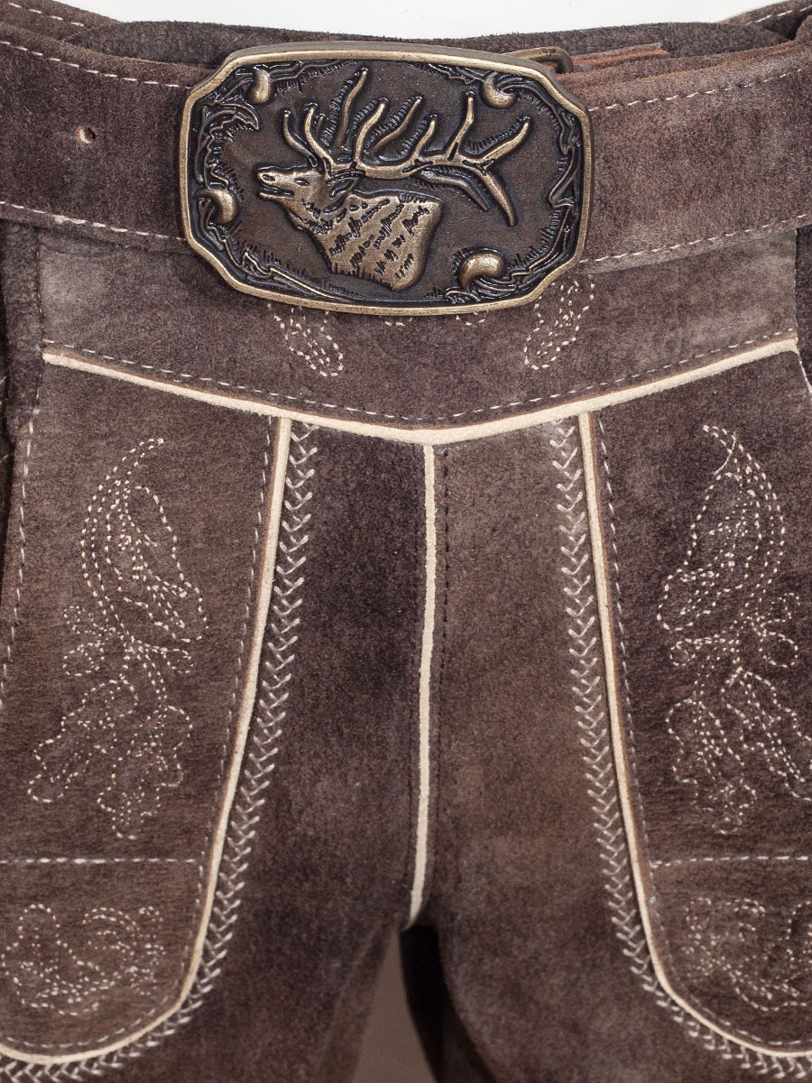 Spieth & Wensky Kurze Lederhose Veit mit Gürtel, nutria, braun #2