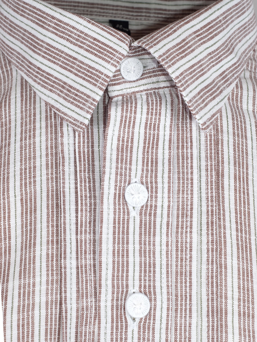 Orbis Trachtenhemd mittelbeige, gestreift, Liegekragen, Pfoad #2