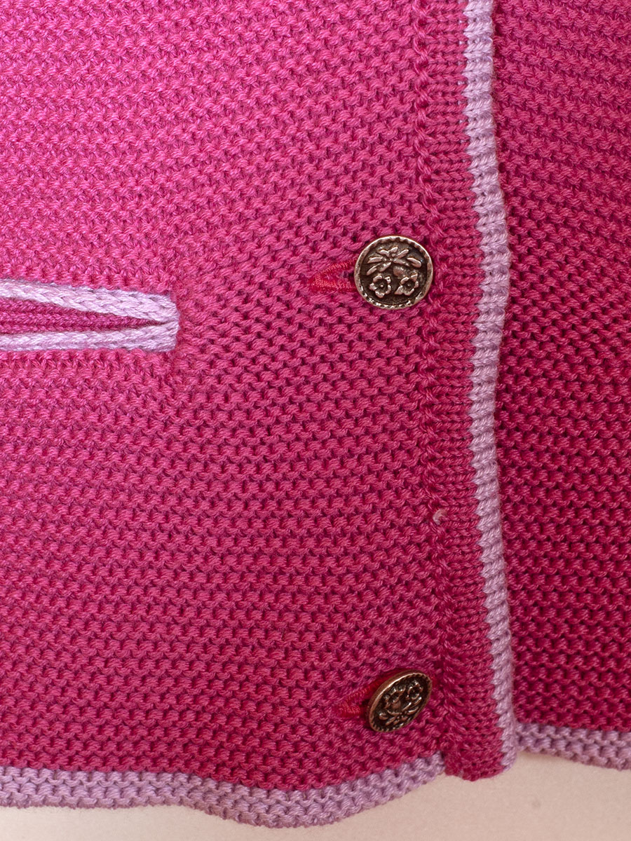Ederer Kinder-Strickjacke himbeere, altrosa eingefasst, Mädchen #4