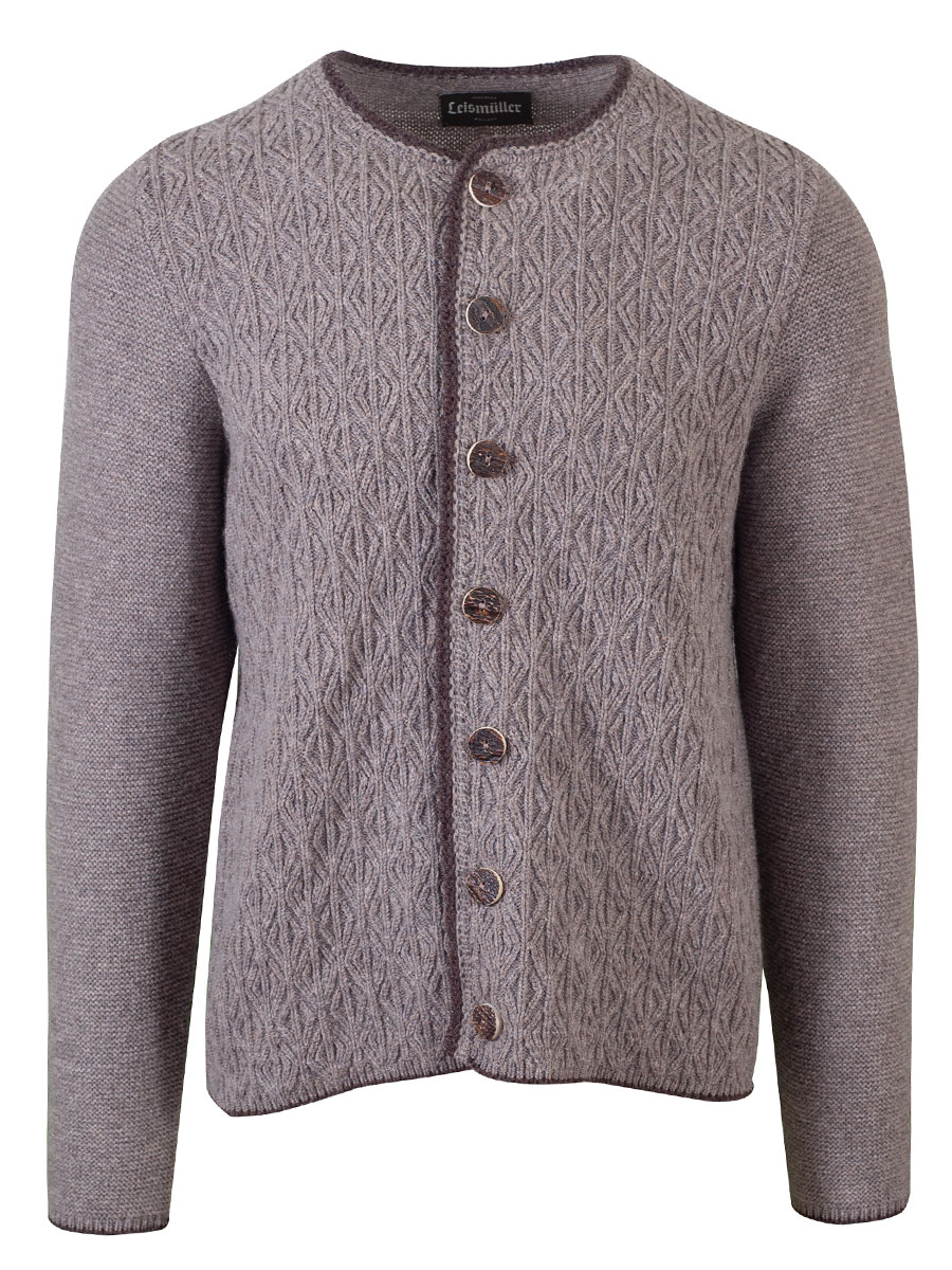 hausg'macht Strickjacke Fridolin schlamm, Rautenmuster, Hirschhornknöpfe #1