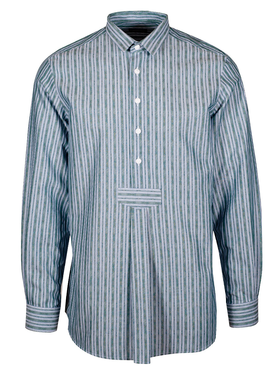 Arzberger Herrenhemd, tanne, gestreift, Liegekragen, Pfoad, Slim Line #1